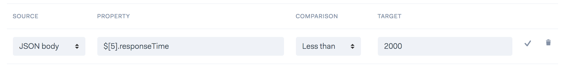 api monitoring assertions nested JSON array pick nth item